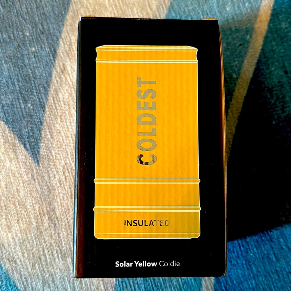The Coldest Water 16oz. Slim Solar Yellow Coldie. New in Box!
